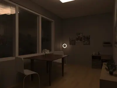 room with combined style Low-poly 3D model