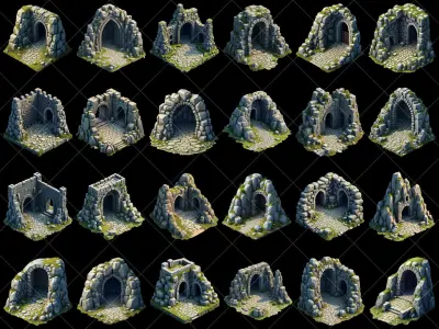 157 Transparent Fantasy Cave Game Assets Texture