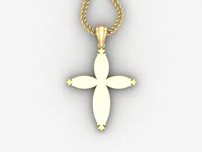 Light Gold 18K Cross Pendant 1CP051 3D print model
