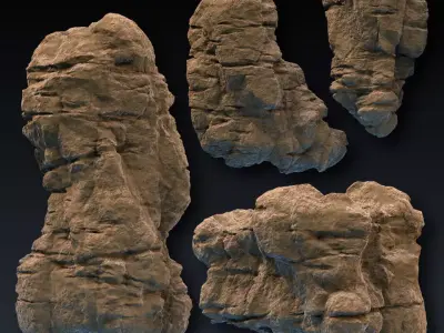 Rock Face Cliff Blocks 02 3D model