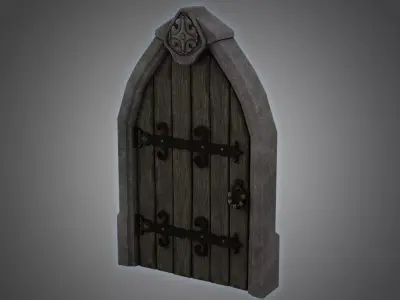 Medieval Door Stone Ornament Arched 3D Model Low-poly 3D model
