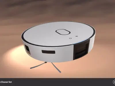 Robotic Vacuum Cleaner Set Low-poly 3D model