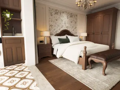 American-style bedroom 3D model 3D model