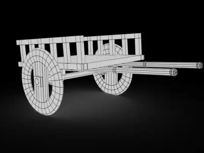 cart 3d model wooden Low-poly 3D model