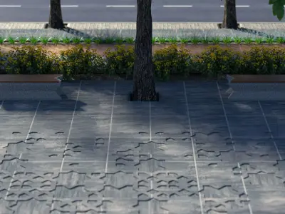 City Street realistic visualization 3D model