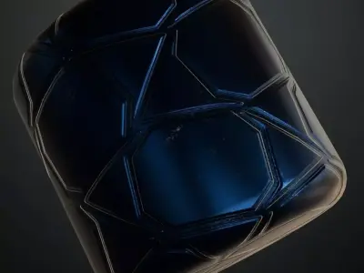 Blue and Black Glossy Geometric Metal Plate PBR Seamless Texture