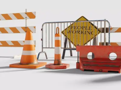  realistic traffic barriers with 8k pbr textures Low-poly 3D model