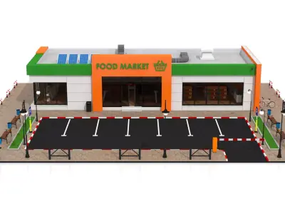 Supermarket Retail Store Low-poly 3D model