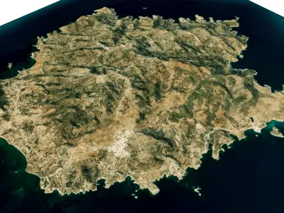 kimolos island 3d model terrain Low-poly 3D model