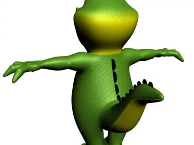 Cartoon Crocodile RIGGED Low-poly 3D model