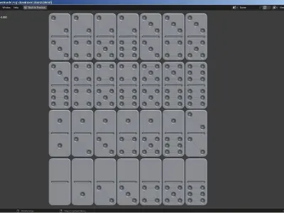 Set of 28 dominoes and a box 3D model