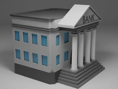 Bank building Low-poly 3D model