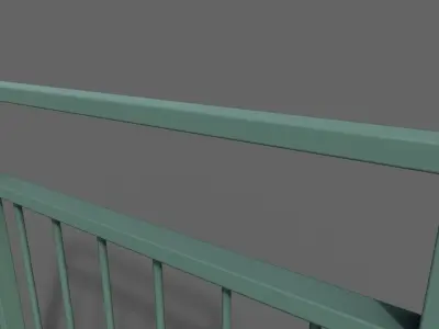 PBR Pedestrian Guard Rail Green V4 Low-poly 3D model