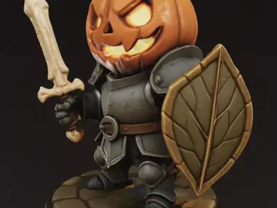Pumpkin Knight Halloween 3D Printable Miniature STL Model 3D model
