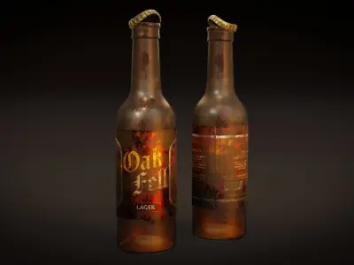Beer Bottle And Crate - Urban Trash Low-poly 3D model