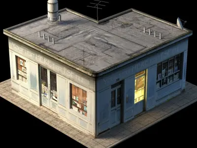 Small Shop Building  Low-poly 3D model