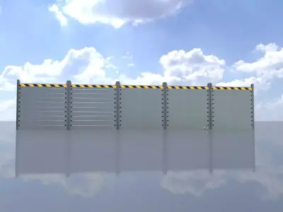 Aluminum flood protection wall 2m x 10m Low-poly 3D model
