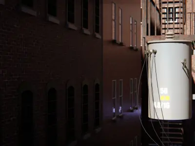 Alley 3d Scene Low-poly 3D model