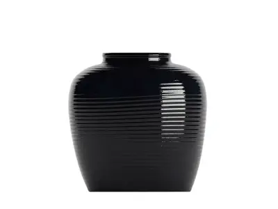 Ribbed Stoneware Table Vase in Noir 3D model