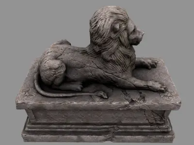 Lion Statue 17 Low-poly 3D model