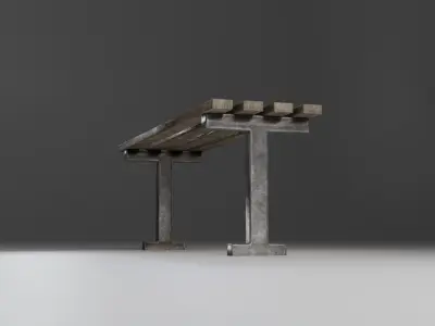 Park Bench Low-poly 3D model 3