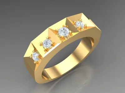 Light Gold Diamond Men Ring 2MR085 3D model