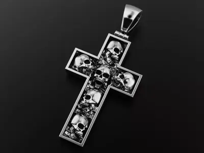 Cross with skulls light version 3D print model
