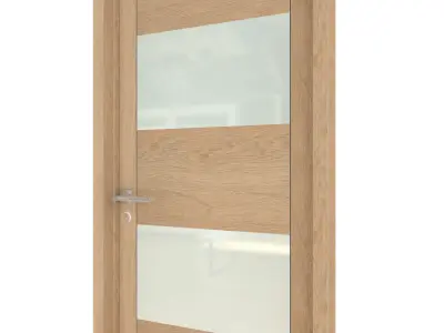 Door-024 interior door in oak with frosted glass 3D model