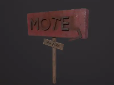 Motelsign Post Apocalypse 3D Model Low-poly 3D model