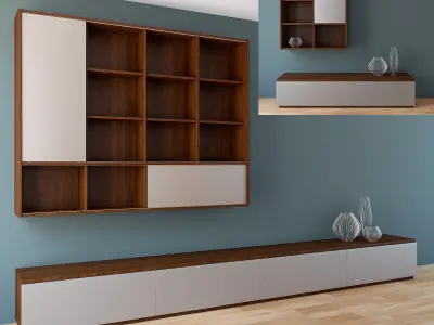 Living system with sliding doors 3D model