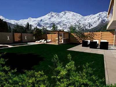 modern house with pool and outdoor kitchen 3dmodel Low-poly 3D model