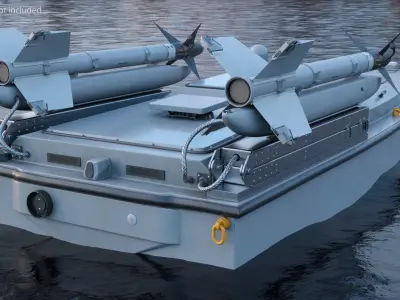  Armed Naval Surface Drone with Missiles 