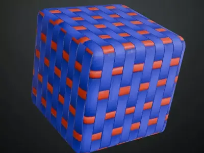 Stylized Blue and Orange Woven Plastic PBR Seamless Texture