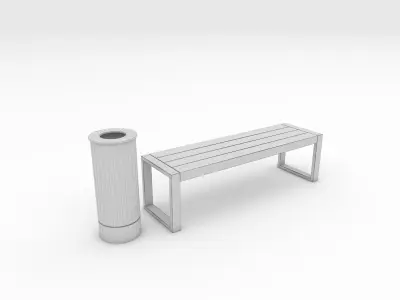 Bench Park 46 Low-poly 3D model