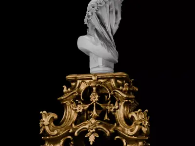 Classical Display Set - Veiled Bust and Decorative Pedestal Pack 3D model