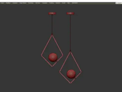 RANGLA geometric pendant light - gold Low-poly 3D model