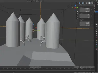 Silos group of missiles in sky Low-poly 3D model
