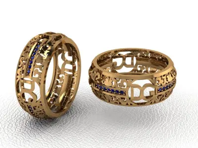 alans ring 48 pieces drawing 3d rihone drawing ring 3D print model