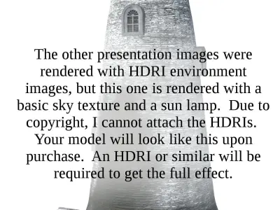 Lighthouse and Cabin Antiquated Style with PBR Materials 3D model