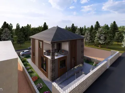 Modern Two-Story Villa with Interior 3D model