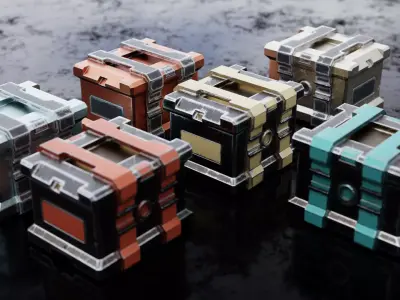 Sci fi Crates Low-poly 3D model