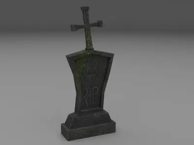 PBR TombStone gravestone with cross Low-poly 3D model