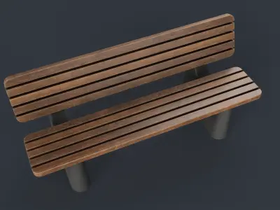 Modern Outdoor Bench 45 PBR Game Ready Low-poly 3D model