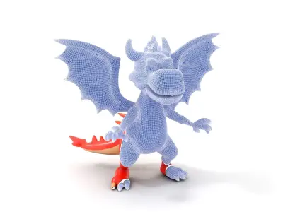Cheerful Red Dragon D Character Model  Rigged and Animated Low-poly 3D model
