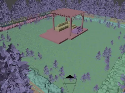 Garden Scene with pergola and sofa Low-poly 3D model