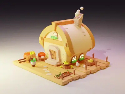 Cartoony  fantasy  farm cottage 3d model 3D model