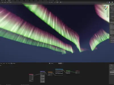 Aurora Borealis shader Free 3D model