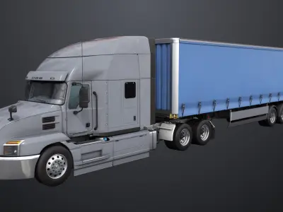  Heavy Truck 05 Curtainsider Trailer All PBR Unity UE Textures 