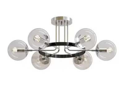 intenso six light chrome ceiling light with glass globes 3D model