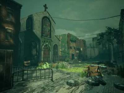 Abandoned City Unreal Low-poly 3D model